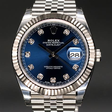 silver rolex with blue face|126334 blue.